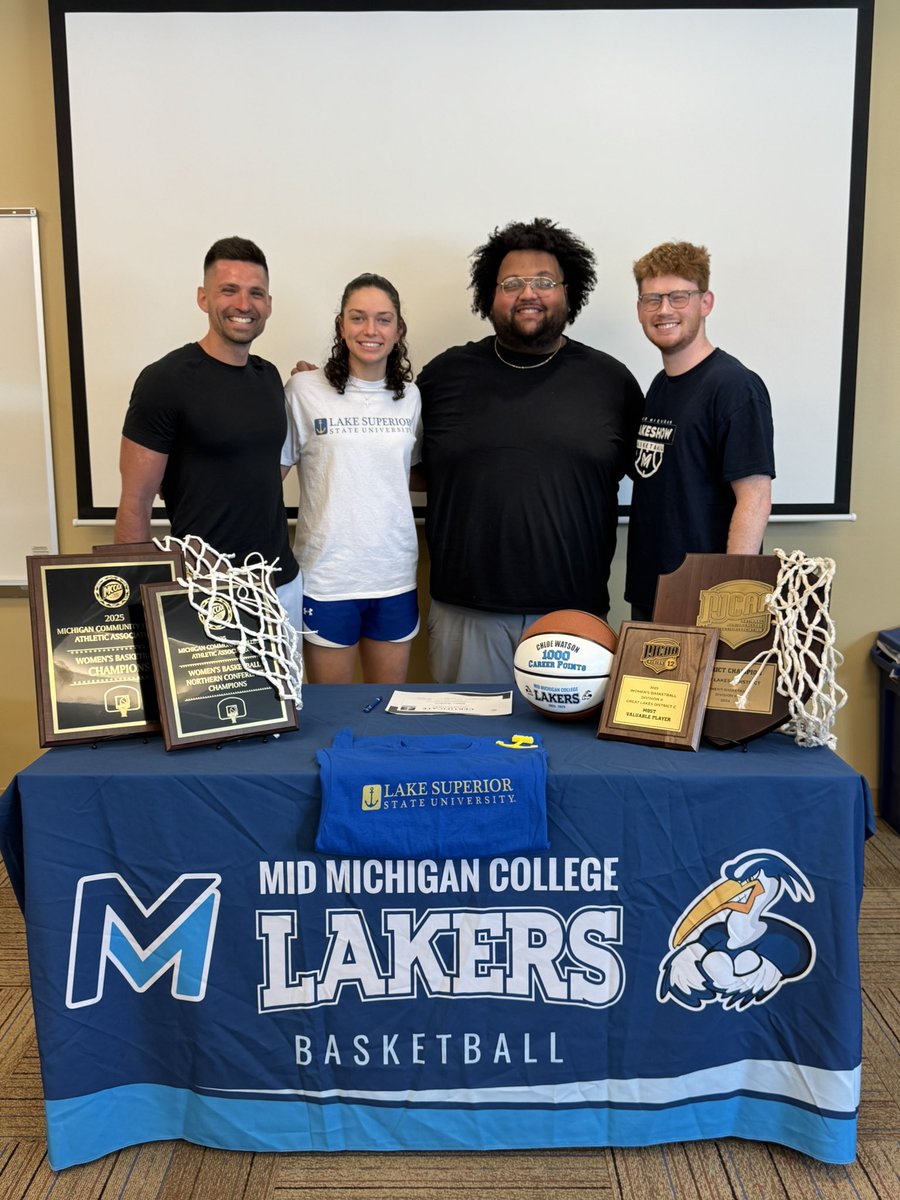 Mid Michigan College WBB (@midmichwbb) on Twitter photo Officially signed! ✍️
Chloe Watson continuing her career at Lake Superior State ⚓️ <a href="/LakeStateWBB/">LSSU Women's Basketball</a>
Congratulations and well deserved 👏
All American & 1,000 point scorer
2x conference 2x state 2x region champ😤
#GoLakers #JUCOPRODUCT
<a href="/chloe_watson14/">Chloe Watson</a> <a href="/CoachHowrigon/">Coach Grace</a> <a href="/lancemaney1/">Lance Maney</a> Officially signed! ✍️
Chloe Watson continuing her career at Lake Superior State ⚓️ <a href="/LakeStateWBB/">LSSU Women's Basketball</a>
Congratulations and well deserved 👏
All American & 1,000 point scorer
2x conference 2x state 2x region champ😤
#GoLakers #JUCOPRODUCT
<a href="/chloe_watson14/">Chloe Watson</a> <a href="/CoachHowrigon/">Coach Grace</a> <a href="/lancemaney1/">Lance Maney</a>