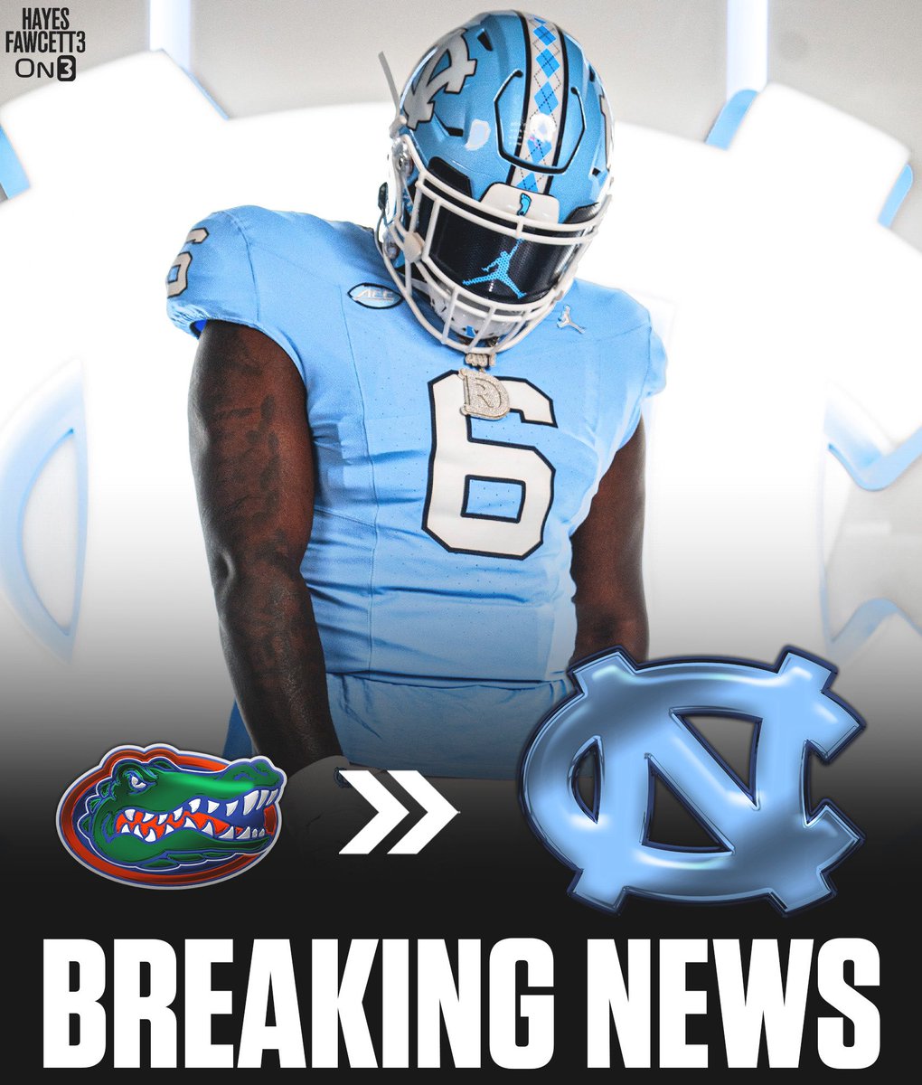 Hayesfawcett3's tweet image. BREAKING: Florida transfer DL D’antre Robinson has Committed to North Carolina, he tells @on3sports

The 6’3 305 DL totaled 16 Tackles, 1 Sack, and 1 FR last season as a True Freshman 

3 years of eligibility left

on3.com/transfer-porta…
