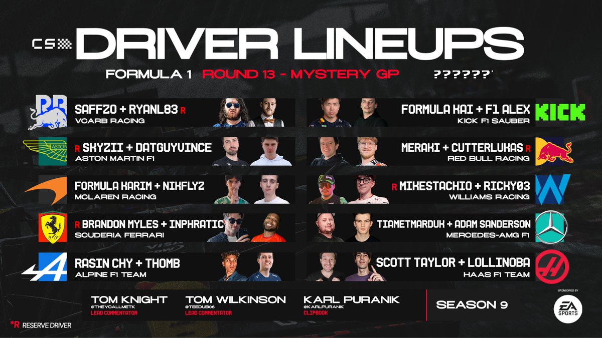 CreatorSeriesGG's tweet photo. The line-ups for the Season Finale: 𝐌𝐲𝐬𝐭𝐞𝐫𝐲 𝐆𝐫𝐚𝐧𝐝 𝐏𝐫𝐢𝐱

#CreatorSeries #EA #EASports https://t.co/lUcDaxu4BA