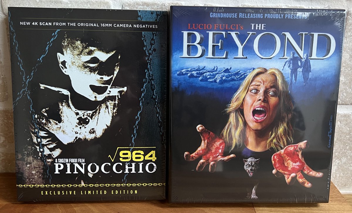 Kyle (@theyearsoffear) on Twitter photo Todays pick-ups are both UHDs: first, Shozin Fukui’s mental Pinocchio 964 from <a href="/mediablasters1/">mediablasters</a>
Then one of my most sought-after upgrades, Lucio Fulci’s ‘The Beyond’ from <a href="/GrindhouseFilm/">Grindhouse Releasing</a> Todays pick-ups are both UHDs: first, Shozin Fukui’s mental Pinocchio 964 from <a href="/mediablasters1/">mediablasters</a>
Then one of my most sought-after upgrades, Lucio Fulci’s ‘The Beyond’ from <a href="/GrindhouseFilm/">Grindhouse Releasing</a>