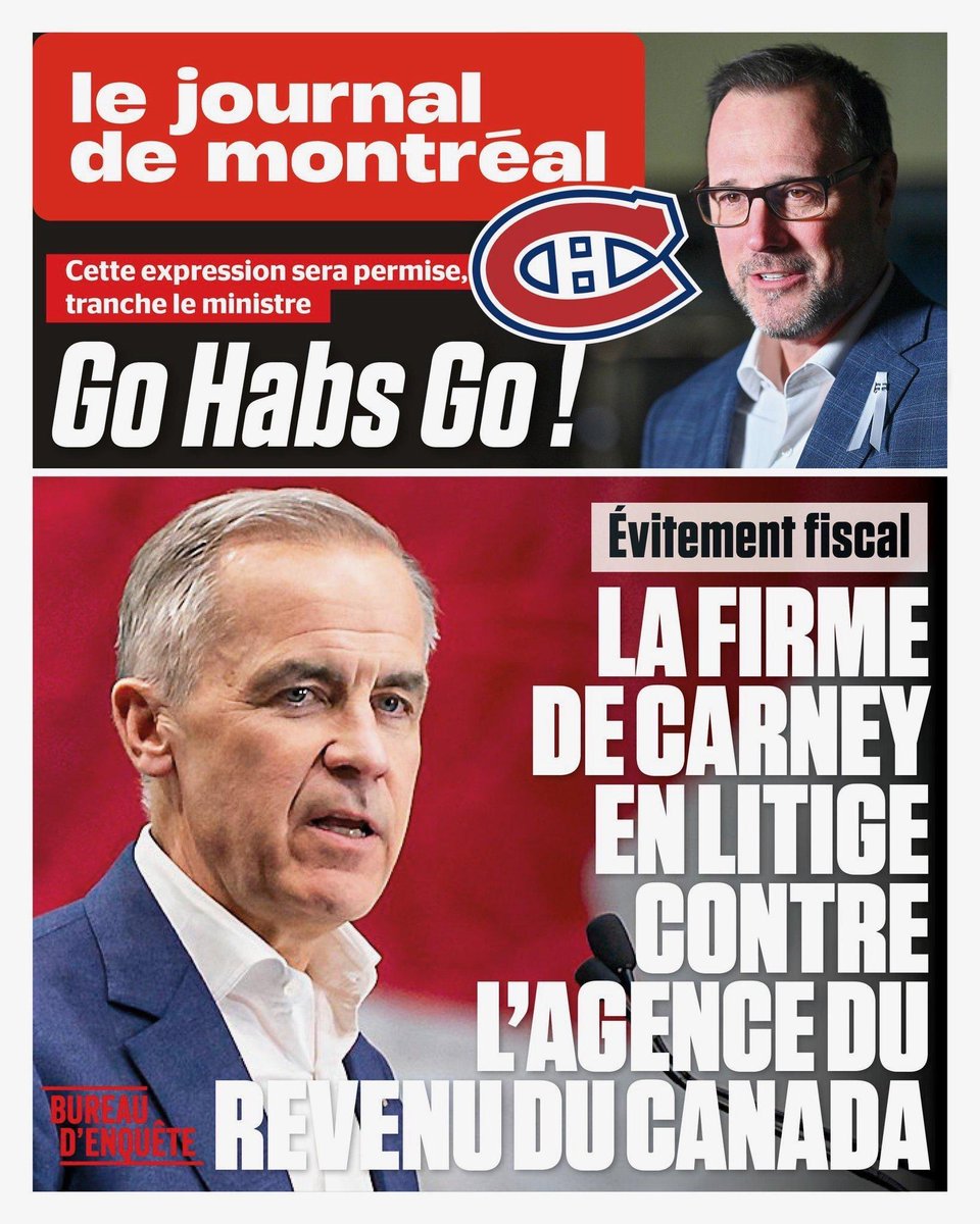 🚨🚨BREAKING STORY🚨🚨

Mark Carney’s company, Brookfield accused of tax avoidance on large sums by the Canada Revenue Agency

****English translation*****

Jean-François Cloutier
Friday, April 25, 2025, 4:05 p.m.
UPDATE Friday, April 25, 2025 4:43 p.m.

journaldemontreal.com/2025/04/26/evi…