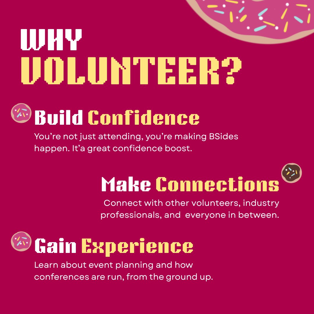 Our Call for Volunteers is OPEN! 

Thinking of volunteering at #BSidesChelt? We'd love to have you!

Head to bsidescheltenham.org.uk/volunteer to get involved!