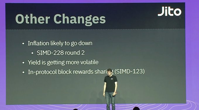 Whale_Trackr's tweet photo. Brian Smith, Executive Director of the @jito_sol Foundation, noted, "There is widespread agreement that a proposal akin to SIMD228 will likely reduce SOL inflation," and added, "It's probable that Solana's inflation will decrease." https://t.co/9jrKKhzA0d