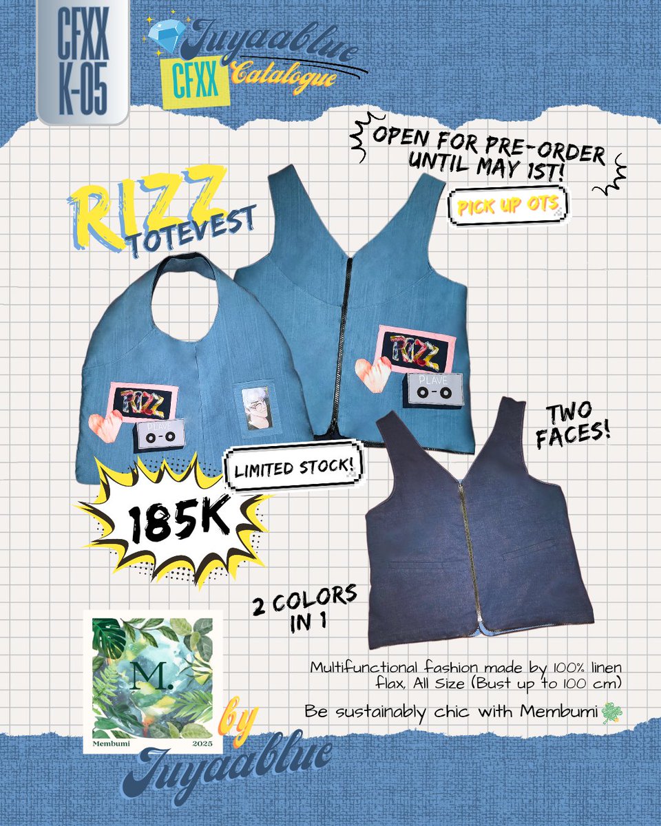 juyeahhssi_'s tweet photo. [🔁 &amp; ❤️ are appreciated!🥺]

MY CFXX CATALOGUE + PRE-ORDER NOW ARE FINALLY HEREE, Y'ALL!! 

🗓️ 24-25 May
📍K-05 "TOSERBA ISEKAI"
✨ PLAVE 
🛍️ OTS &amp; PICK UP ONLY
RIZZ Totevest PO Link : 
🔗https://t.co/A3e7sQih9X

#cfxxcatalogue #CFXX #cf20catalogue #CF20 https://t.co/fajqwSU6Tc