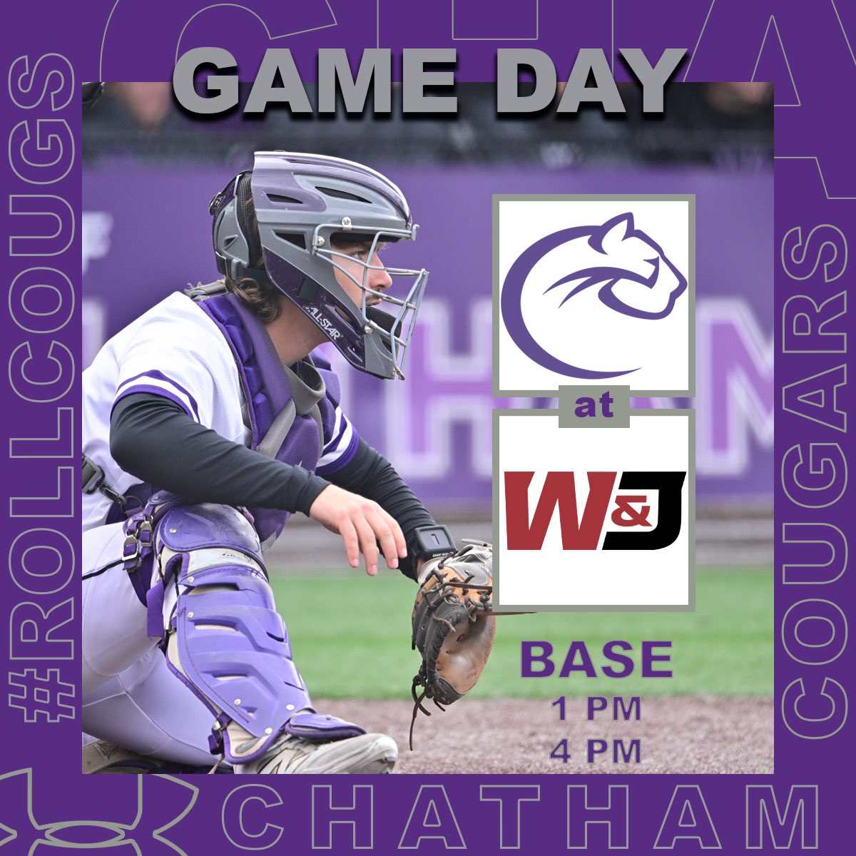 Baseball makes the journey to Washington ⚾️

⚾️: at Washington &amp; Jefferson
📍: Ross Memorial Park
🕐: 1️⃣ &amp; 4️⃣ PM

#RollCougs