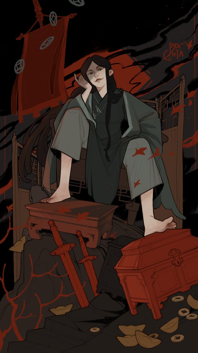 Jinzhu, the main character of the game I'm making 

a rare opportunity to see her with her head in place!