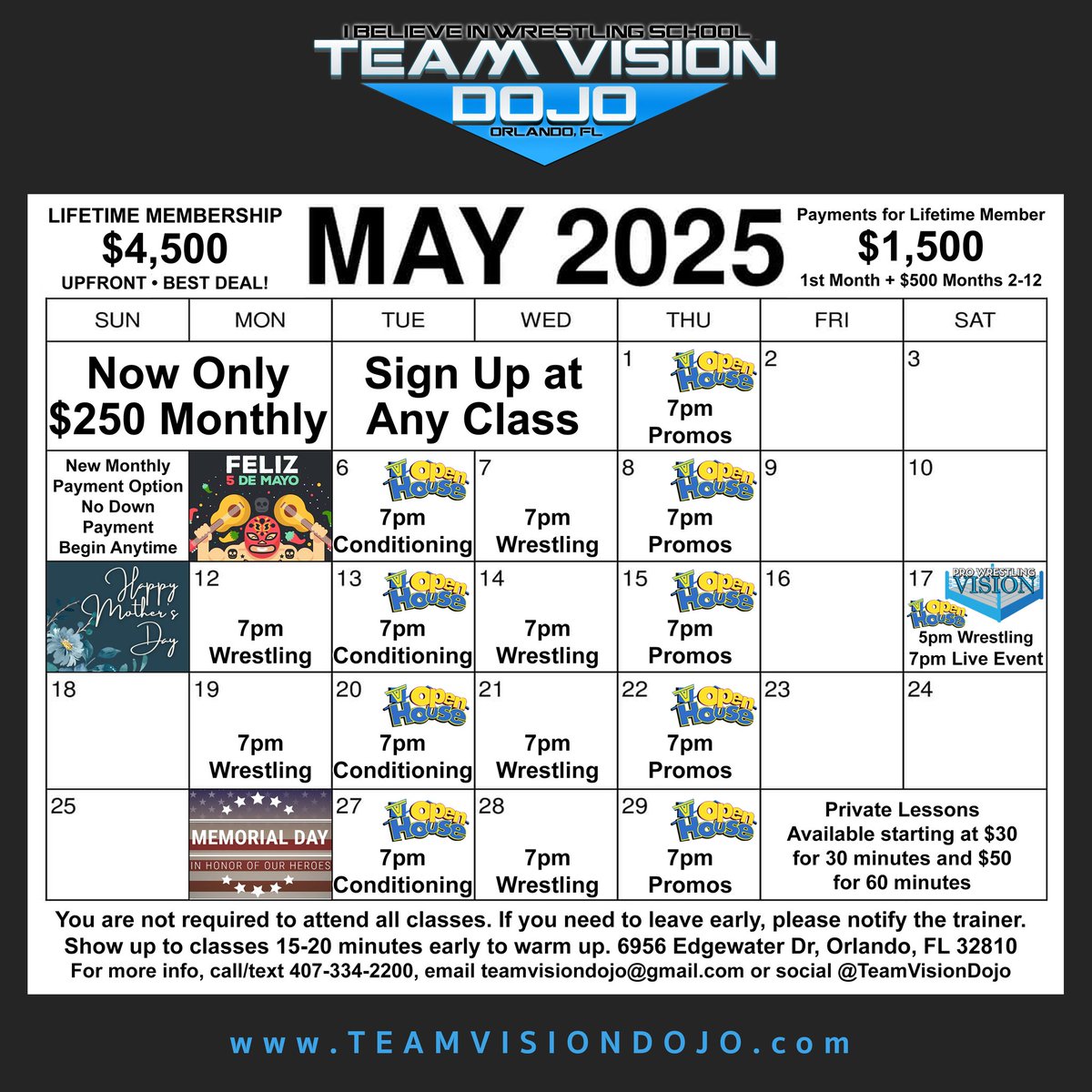 Ready to Step Into the Ring?

Join our Beginner’s Class at Team Vision Dojo, the longest-running pro wrestling school in Orlando, FL—just minutes from #WWE Performance Center, #UCF, #FullSail, #DisneyWorld &amp; #UniversalStudios!

#ProWrestling #Wrestling #WWENXT #AEW #TNA #Orlando