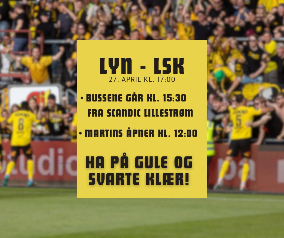 Under 700 billetter igjen - bli med til Bislett!

🏟️ Kampbillett: lyn1896.ticketco.events/no/nb/e/lyn__l…

🚌 Bussbillett: arena360.no/Events/9268/10…