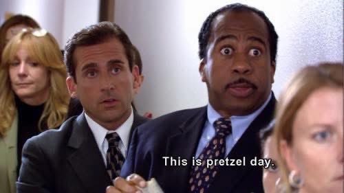 Happy National Pretzel Day!

#TheOffice #StanleyHudson #MichaelScott #PretzelDay #pretzels #FreakSugar #LeslieDavidBaker #SteveCarell