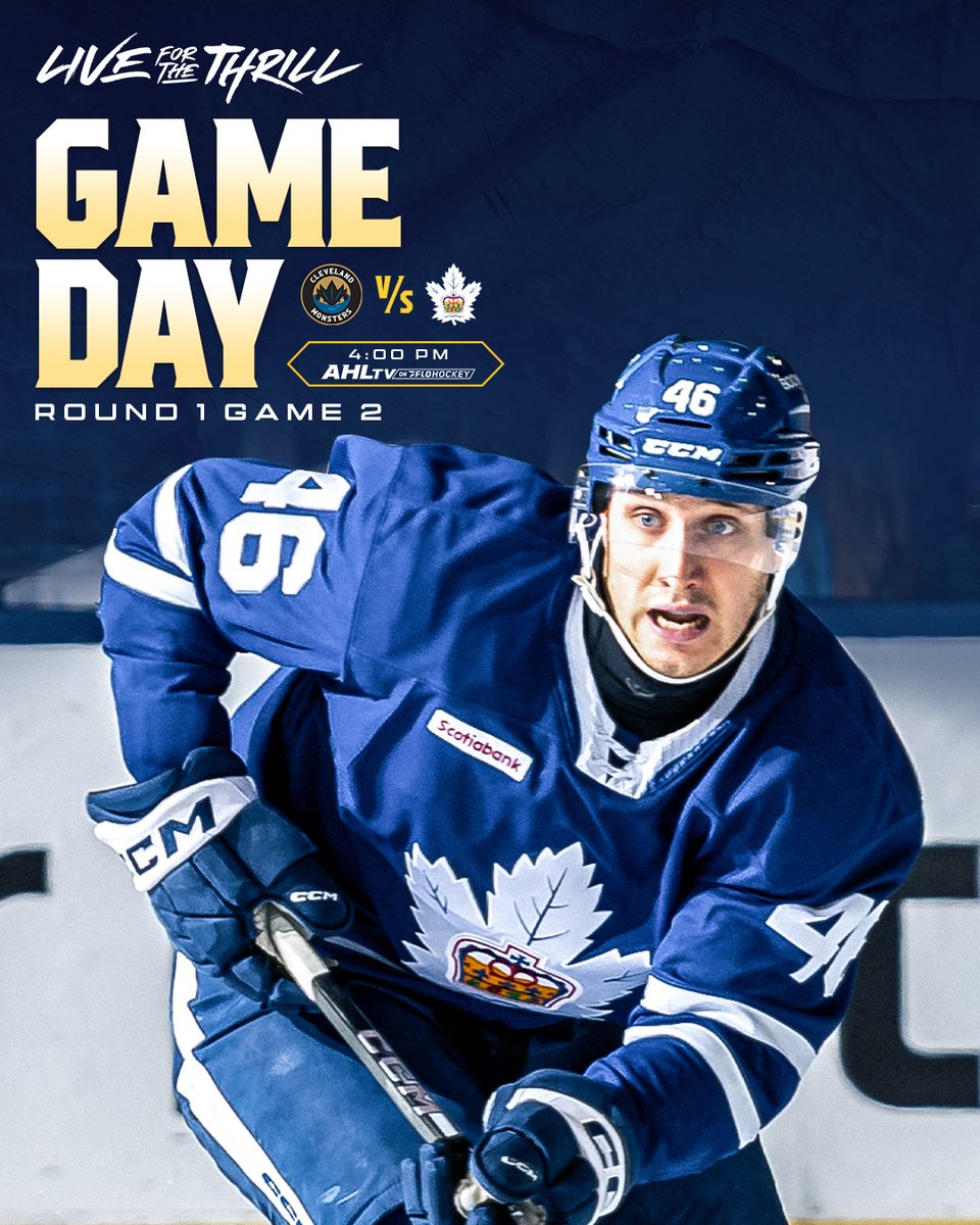 Round 1, Game 2

📍: Coca-Cola Coliseum
🆚: <a href="/monstershockey/">Cleveland Monsters</a> 
⏰: 4:00pm
📺: flosports.link/3XghY59 - <a href="/FloHockey/">FloHockey</a> 
🎟️: bit.ly/MarliesTickets