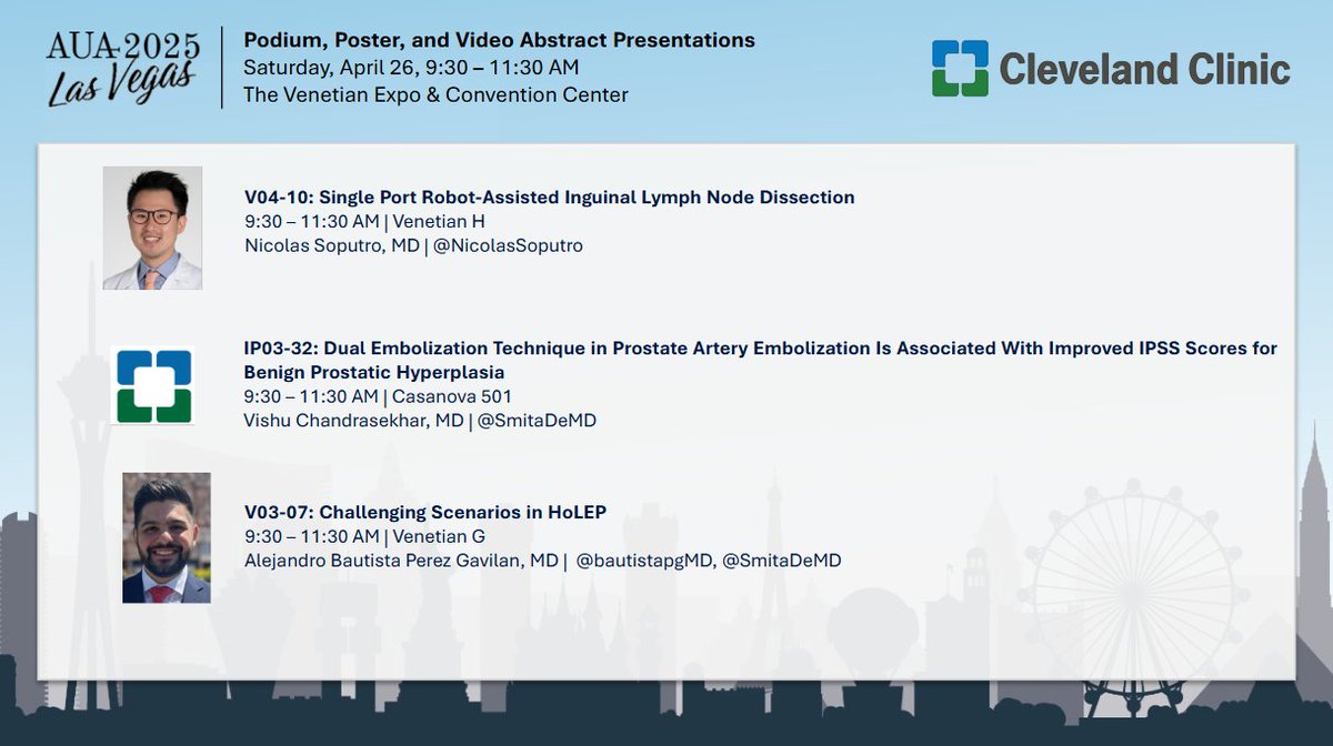 Saturday morning | #AUA25 presentations with <a href="/NicolasSoputro/">Nicolas Soputro</a>, Vishu Chandrasekhar, MD &amp; @BautistapgMD <a href="/SmitaDeMD/">Smita De</a>