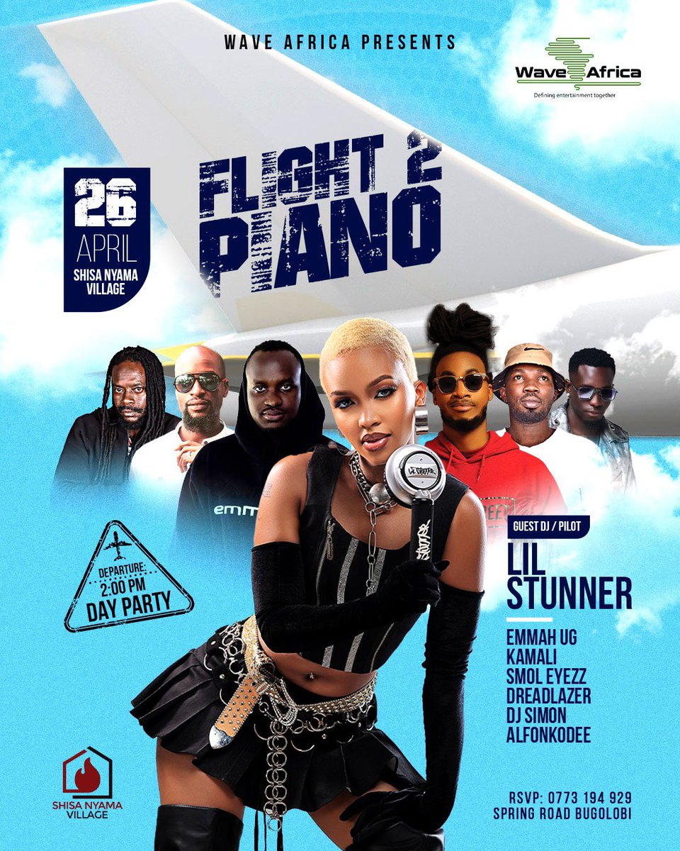 And finally the day has come!

Another edition of Flight To Piano is here, and it’s going down today at Shisa Nyama, Bugolobi.
Music Policy by,
Myself
<a href="/SheilahGashumba/">Sheilah C Gashumba</a> 
Emmah Ug
Small Eyes
<a href="/DeejaySimonUg/">Deejay Simon Ug</a> 
<a href="/dreadlazerdj/">TheBeast</a> 
And Alfonkode on the percussion.

Free Entrance!