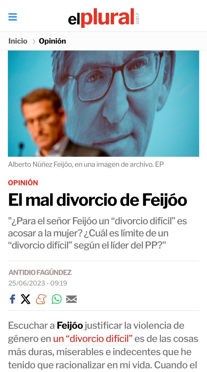 El PP de Feijóo, MBonilla y ahora también de la alcaldesa de Granada, no parece tener sensibilidad con la violencia de género y el acoso a las mujeres. Para Feijóo un divorcio difícil es la puerta para justificar la violencia, en su pacto miserable e indecente con VOX. En