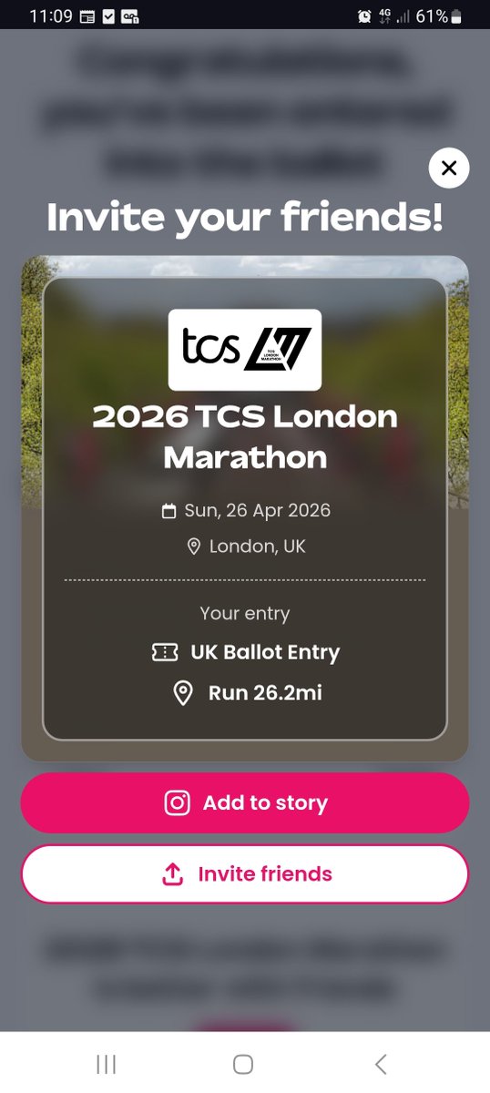 Ballot entry in for London Marathon