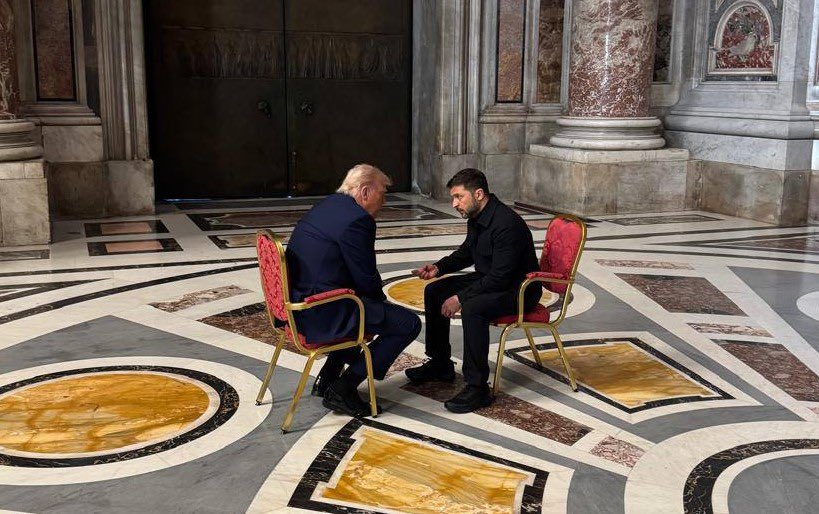 Remarkable pictures of Trump and Zelensky meeting before Pope Francis’s funeral in Rome. 

Zelensky’s office has called the meeting “constructive”- it’s been briefed they’ll meet again later today.