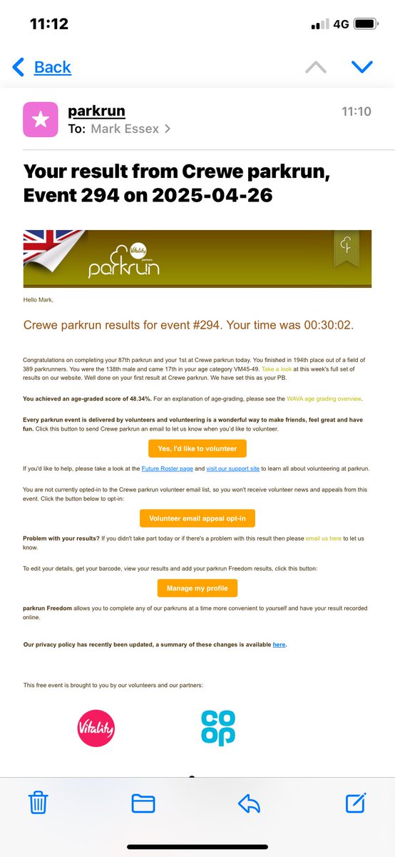 Mark Essex (@markjohnessex) on Twitter photo I reckon I took more than 2s to cross the start line…so very nearly an official sub30. Thank you to <a href="/OIAUKCEO/">Andrew Denton</a> who paced me round! 78 seconds faster than previous PB I reckon I took more than 2s to cross the start line…so very nearly an official sub30. Thank you to <a href="/OIAUKCEO/">Andrew Denton</a> who paced me round! 78 seconds faster than previous PB