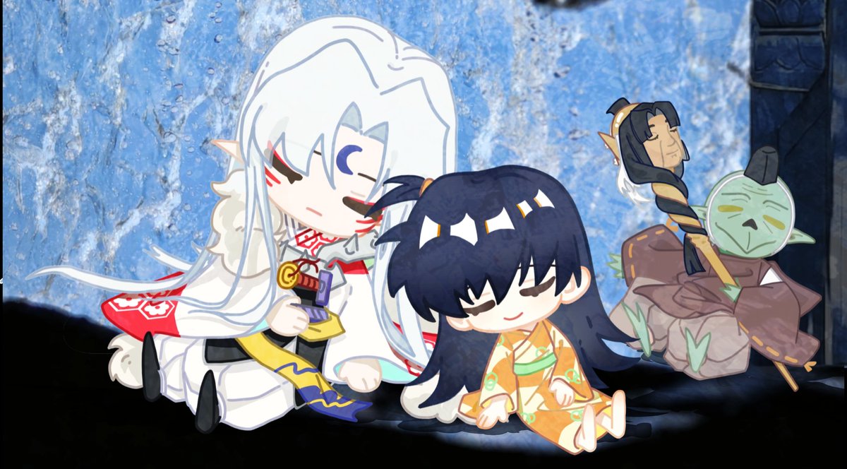 靠在柱子旁边，雨水也打湿不了我的左肩 Leaning against the pillar, the rain can't wet my left shoulder. #Sesshomaru #殺生丸 #sessrin #殺りん