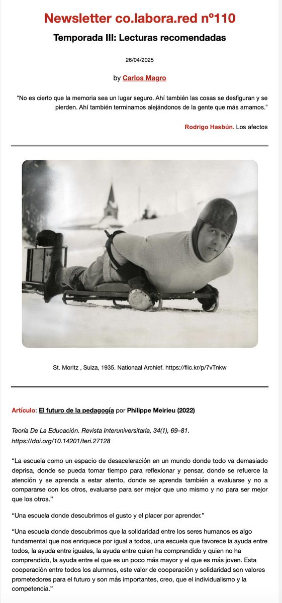 Os dejo por aquí la selección de lecturas sobre educación que he hecho esta semana. 

Si os interesa recibir esta newsletter cada semana en vuestro correo solo tenéis que suscribiros. Gracias👇
us18.campaign-archive.com/?u=1b712ce1376…