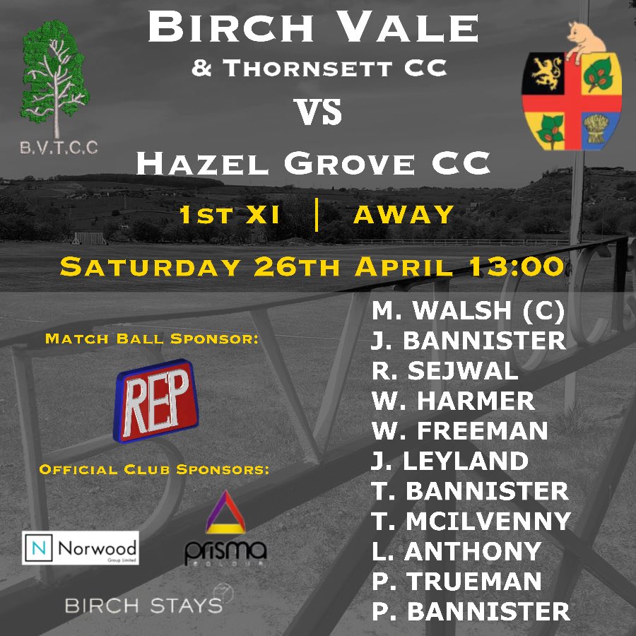 Birch Vale & Thornsett Cricket Club (@birchvaletcc) on Twitter photo Today’s 1st XI to play away vs <a href="/HazelGroveCC/">Hazel Grove CC</a>:
📆Saturday 26th April
⏰13:00
🆚Hazel Grove CC
📍Away
🤝Reddish Electro-Plating
#UpTheVale Today’s 1st XI to play away vs <a href="/HazelGroveCC/">Hazel Grove CC</a>:
📆Saturday 26th April
⏰13:00
🆚Hazel Grove CC
📍Away
🤝Reddish Electro-Plating
#UpTheVale