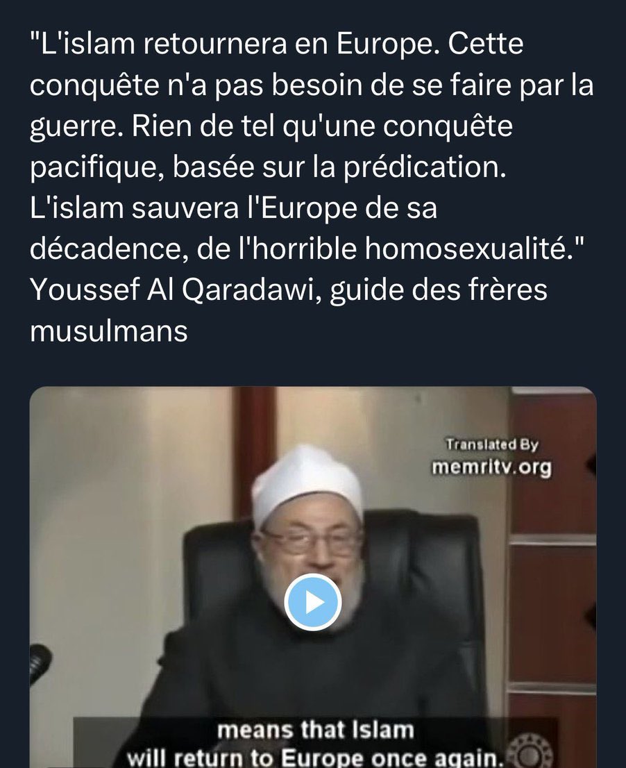 HendaAyari5's tweet photo. Mes oreilles ont saigné en entendant les propos gravissimes de Benoit Payan. Ce ne sont plus seulement des intimidations, ce sont des menaces directes contre la liberté d’expression.
Ce qu’il défend est extrêmement grave.
Je considère le maire de Marseille comme  un véritable collabo prêt à sacrifier son pays pour ses petits intérêts électoraux. En tenant de tels discours, il se rend complice du djihad judiciaire, une arme redoutable utilisée par les islamistes pour bâillonner toute critique.

Leur méthode est simple, tout le monde, la connaît c’est d’instrumentaliser nos lois, détourner la justice pour faire condamner ceux qui osent dénoncer l’islamisme.
Ce « djihad judiciaire » repose sur un chantage permanent au racisme et à l’islamophobie, toute parole lucide devient suspecte, toute critique est criminalisée avec la menace de poursuites judiciaires. Ce n’est pas une simple dérive, c’est une stratégie de conquête, froide et méthodique.

Les islamistes avancent leurs pions sur l’échiquier politique français en exploitant nos propres principes démocratiques contre nous.
Ce n’est pas une théorie du complot, c’est une réalité que leurs propres idéologues ont revendiquée.
Le cheikh Youssef al-Qaradawi, figure centrale des Frères musulmans, l’a formulé sans détour :
« Nous utiliserons vos lois démocratiques pour imposer la charia. Nous vous conquerrons avec vos propres lois. »

Face à cette stratégie d’entrisme, face à la lâcheté de certains élus, prêt à tout pour leurs petits intérêts personnels, financiers et politiques, je refuse de me taire. Je connais l’islamisme de l’intérieur, pour en avoir souffert dans ma chair, victime d’un mariage forcé avec un islamiste. Je n’ai pas fui cette idéologie pour la laisser s’installer ici et prospérer, dans mon pays natal, sur la terre de France. Défendre mon pays et résister contre cette menace n’est pas un choix, c’est une nécessité, une fidélité, un devoir d’honneur, il m’est impossible de faire autrement, je connais trop le danger de cette idéologie mortifère. 
La liberté est un devoir. La résistance est une nécessité. Chaque citoyen français doit en prendre conscience et réagir ! La France est en danger ! 
Tant que je serai en vie, je ne me tairai pas, je me battrai et je ne laisserai pas les islamistes et leurs idiots utiles de collabos comme «@BenoitPayan gagner et piétiner les valeurs démocratiques et Républicaines de mon pays ! 
Ce message s’adresse à vous, Monsieur le maire, ainsi qu’à tous les vendus, collabos et traîtres à la nation. L’état catastrophique sur le plan de l’insécurité dans votre ville n’est qu’un exemple de ce que risque de devenir la France si ça on ne réagit pas. Vous n’êtes pas digne de votre statut de maire. Vous devriez avoir honte et tout remettre en question. Car l’Histoire se souviendra de ceux qui ont collaboré et œuvré pour permettre l’installation des islamistes au pouvoir dans notre pays. 
Je souhaite un autre avenir pour mon pays car moi contrairement à vous j’aime sincèrement la France. 

Cordialement. 

Henda Ayari