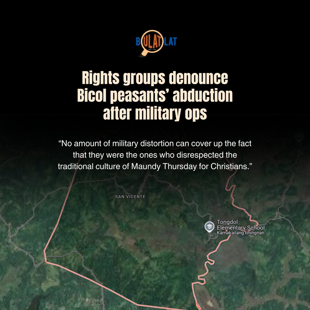 bulatlat's tweet photo. In Sorsogon province, the combined team of police officers and elements of the 31st Infantry Battalion of the Philippine Army abducted Gilberto Tolentino, 50, a member farmer of the Sorsogon People’s Organization, and his entire family at his house in Brgy. San Vicente. https://t.co/rRXdcST0GN