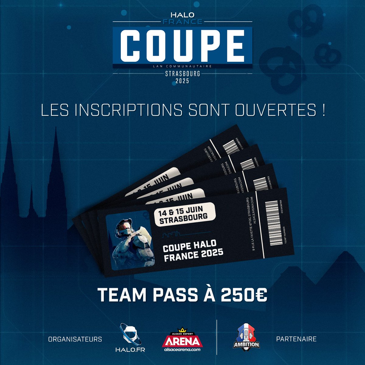 🚨 Rappel : les inscriptions pour notre LAN Coupe Halo France 2025 sont ouvertes ! 

~~~

Vous souhaitez participer ? Inscrivez-vous dès maintenant ! 

🎟️ Team Pass : 250€
👉 alsacearena.com/coupe-halo-202…
🖥️ PC sur place, vous n’apportez que votre manette ou C/S !

________
Infos