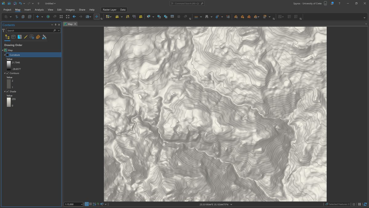 StaridasGeo's tweet photo. Here's the shaded relief enhanced with a curvature layer (left) and the original shaded relief by itself (right).
Personal project — still a work in progress.
#cARTography #MakingMapsPretty #ArcGISPro https://t.co/xbfJTj81oL