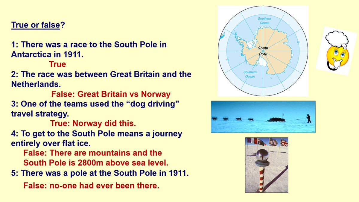 Race to the South Pole: My personal favourite Geography lesson. Here’s how I introduce the story with a 1-page reading sheet, travel strategy discussion and diagrams, then a true/false recap quiz. Link above. #teachers #geography #geographyteacher