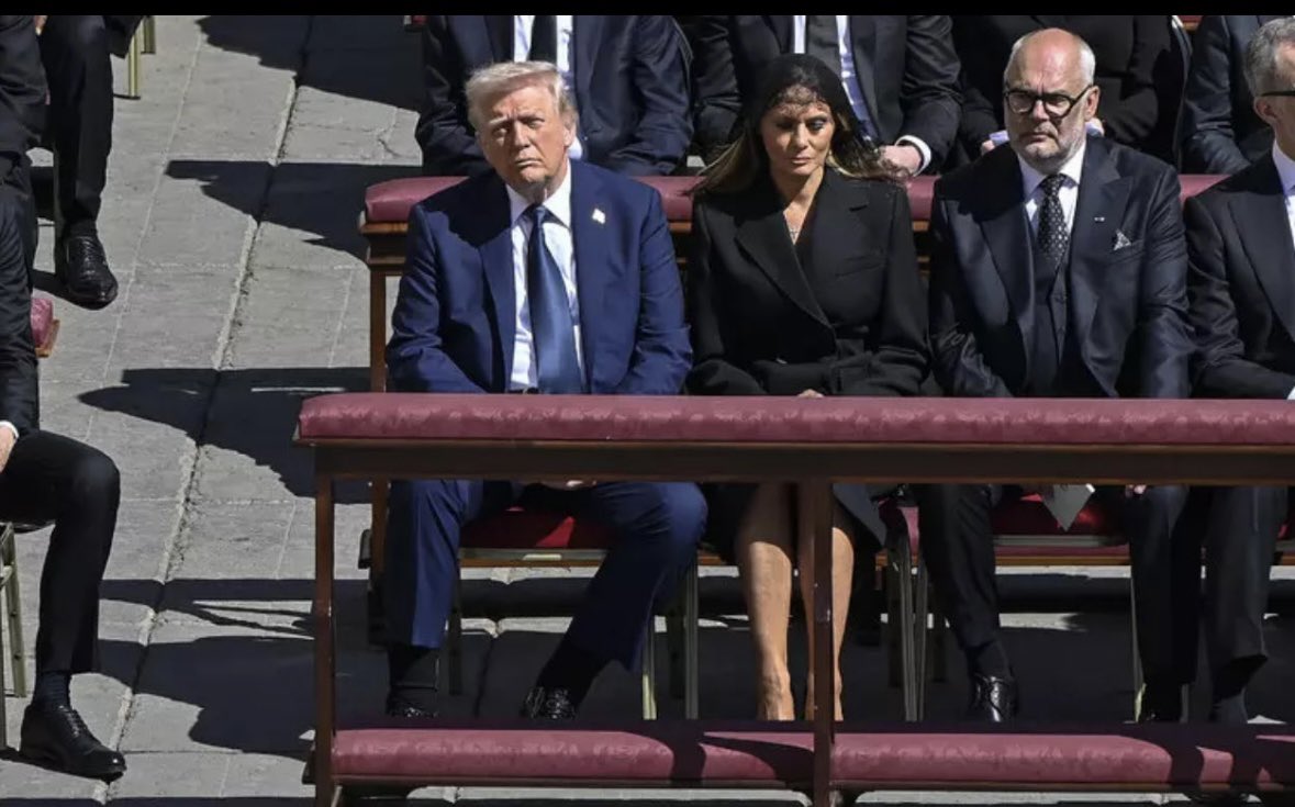 Everyone wore black to honor the Pope, but Trump showed up in blue to honor... himself? Classic Rude Narcissist Donnie!