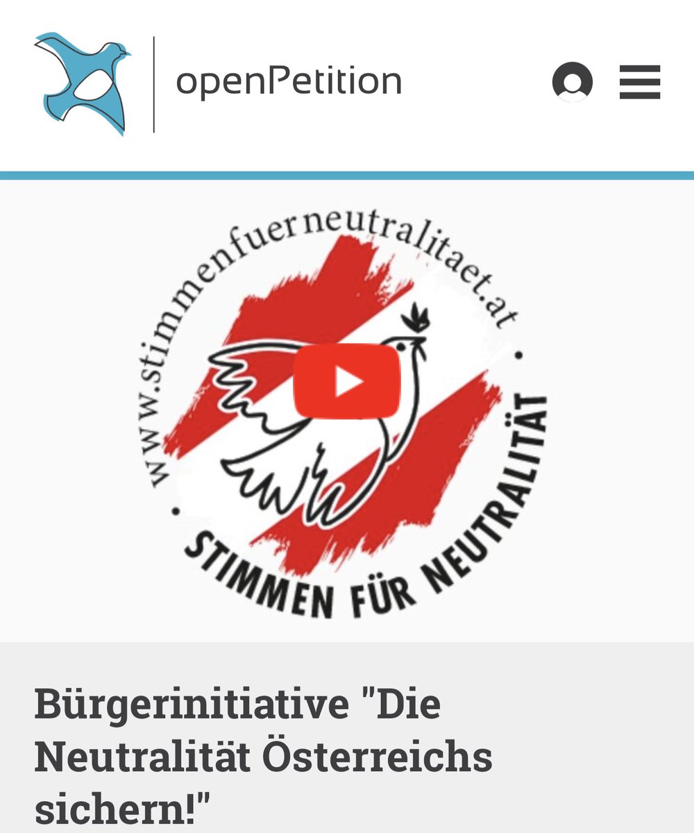 Liebe Österreicher, 🇦🇹
bitte teilt diese Bürgerinitiative zur Stärkung der Neutralität und unterschreibt!

✍️ Neutralität bewahren – gemeinsam stark!