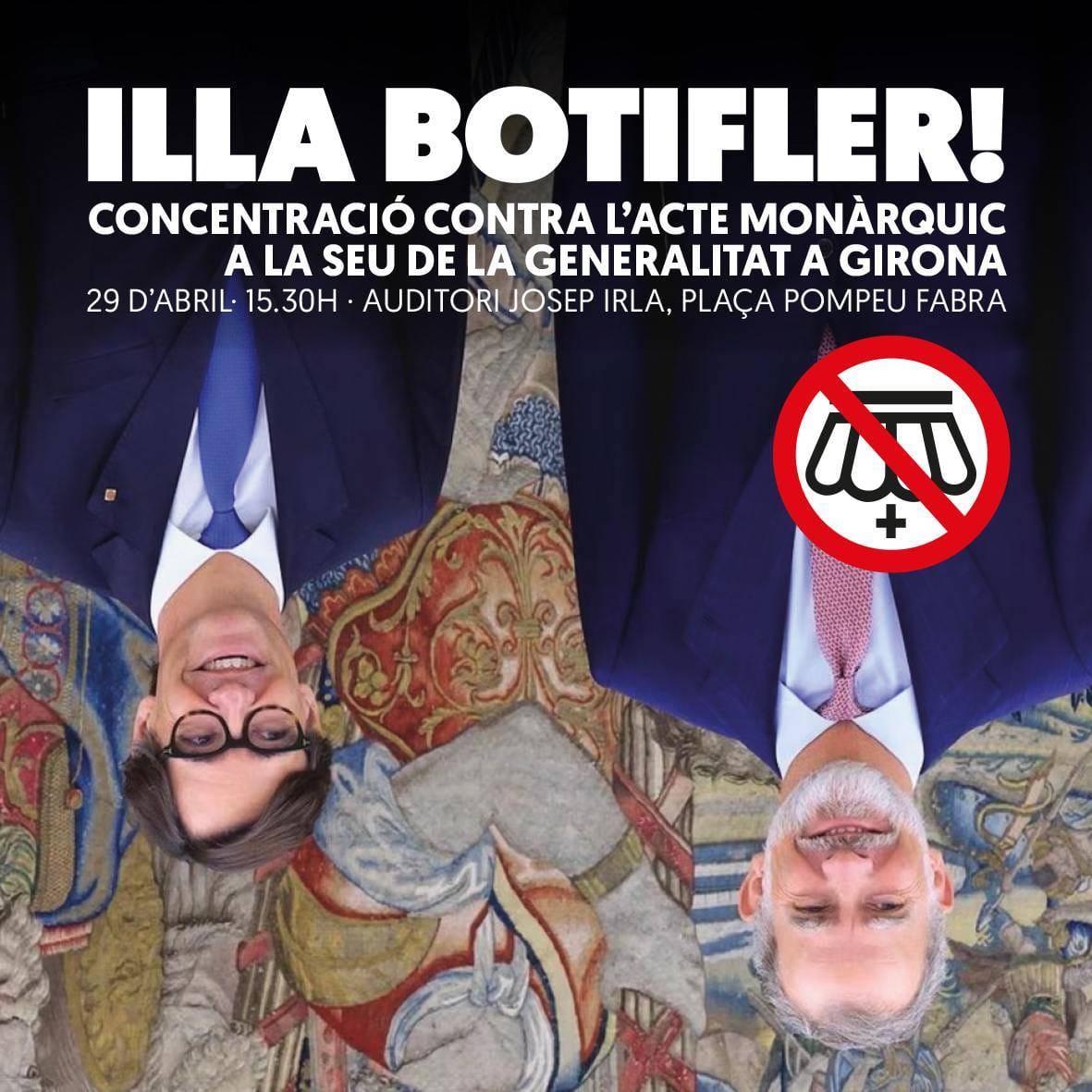 Fem una crida als gironins a concentrar-se el proper dimarts 29 d'abril a les 15.30h en protesta d'un acte de la FPdGi a l'auditori Josep Irla (Edifici de la Generalitat)