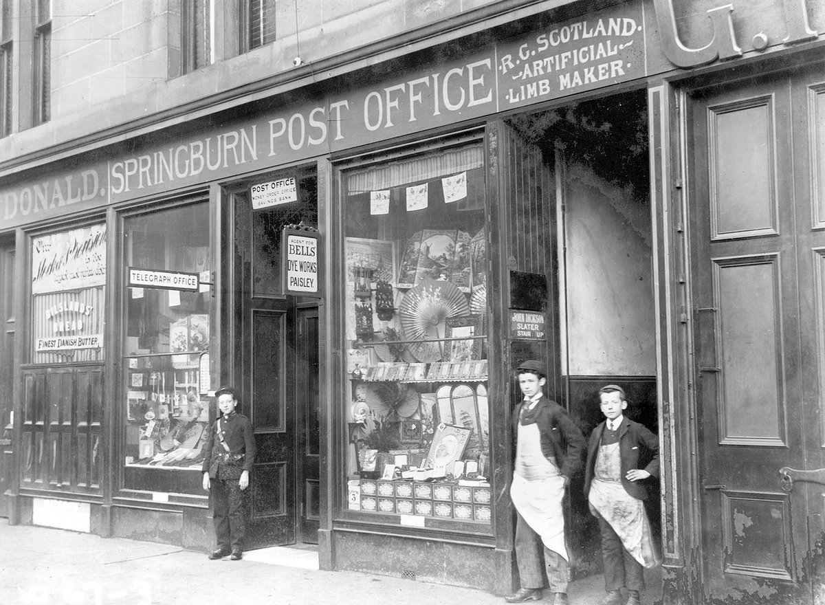 Springburn Post Office, 373 Springburn Rd, showing telegraph boy in doorway, c.1900
Archive Ref:  P1903