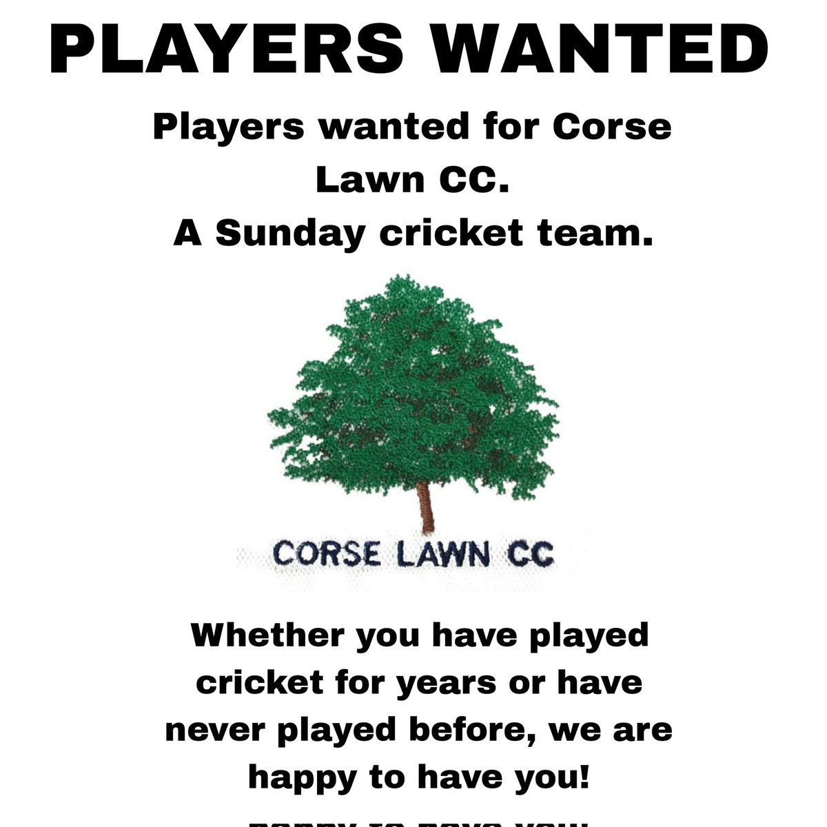 Players wanted!

Any age/gender welcome 

Please get in touch