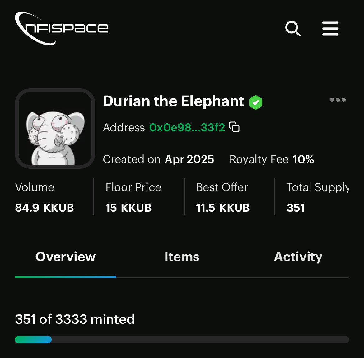 GNFI!🔥

10% sold out for the Durian Charity Campaign!
Did you guys get any durians? 🤭

Fun fact: There are 3,333 durians, each with a different costume. Some even have utilities that can be used as in-game items on the KUB Chain ecosystem!

If you didn’t get one yet, here’s the
