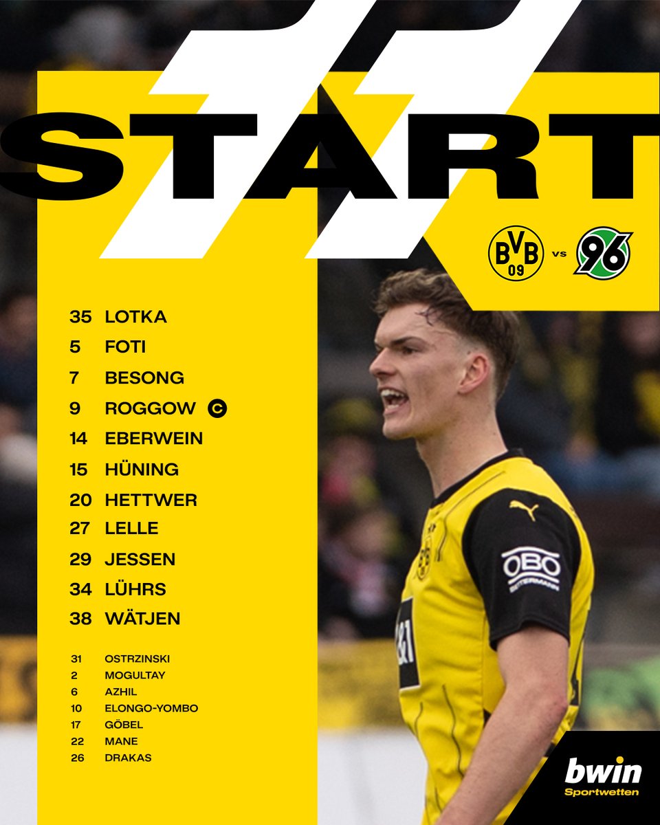 BVB's tweet photo. Wichtiges Spiel heute auch in Dortmund! 🚨 So startet die #BVBU23 gleich gegen den Nachwuchs von @Hannover96. https://t.co/jQNRBmEwEI