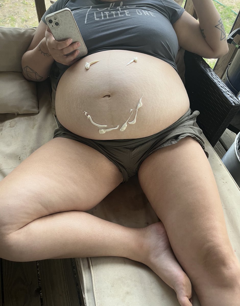 Hubby was being silly with the lotion yesterday! #pregnant #milf #onlyfans