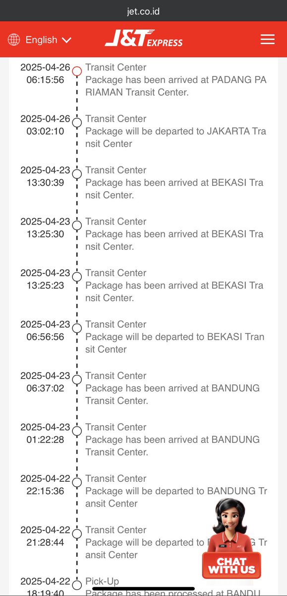 salmapusing's tweet image. apasi j&amp;amp;t ga waras, masa paket gua udah nyampe bekasi tinggal delivery malah muter lagi ke padang. itu isinya cimol dih keburu basi nanti. p @jntexpressid