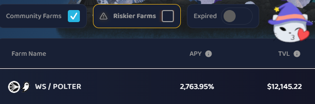 SpookySwap's tweet photo. Community Farm Highlight!

$S/ $POLTER farm with 2,763% APR 😎

Check it out⬇️ 
🔗https://t.co/rJH0J4XMGz 
👻@polterfinance

$BOO <> $POLTER