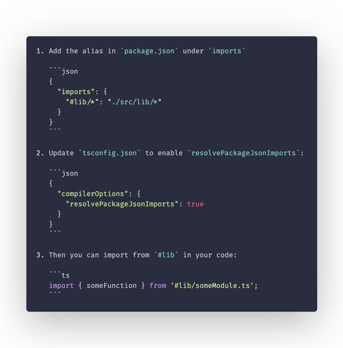 satya164's tweet image. One of the coolest  features in React Native 0.79 is built-in support for "aliases" based on `package.json#imports`