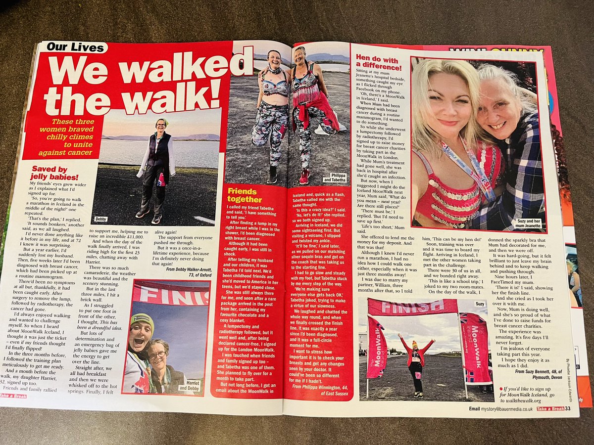 Suzy Bennett Shambrook (@funnysuzyb) on Twitter photo I’m in <a href="/takeabreakmag/">Take a Break</a> <a href="/WalktheWalk/">Walk The Walk</a> discussing the Iceland Moonwalk!
I’m doing the FULL London Moonwalk for the first time soon! Please donate if you can on my fundraising page. 💕
The theme this year is ‘Musicals’ so I’ll be decorating my bra in style 😁
giving.give-star.com/microsite/walk… I’m in <a href="/takeabreakmag/">Take a Break</a> <a href="/WalktheWalk/">Walk The Walk</a> discussing the Iceland Moonwalk!
I’m doing the FULL London Moonwalk for the first time soon! Please donate if you can on my fundraising page. 💕
The theme this year is ‘Musicals’ so I’ll be decorating my bra in style 😁
giving.give-star.com/microsite/walk…