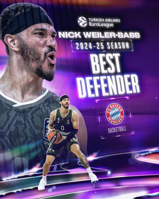 🚨Done deal. 2024–25 season EuroLeague Best Defender of the year, Nick Weiler-Babb will play for Monaco.