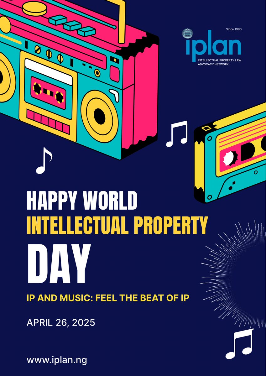 IPLAN_NG's tweet photo. Happy World IP Day from IPLAN!
Today we celebrate the creators and innovators shaping the sound of the future.
Music moves the world — IP protects the artists behind it.
#WorldIPDay2025 #FeelTheBeatOfIP #IPLAN #MusicAndIP https://t.co/82ZVDXXDHy