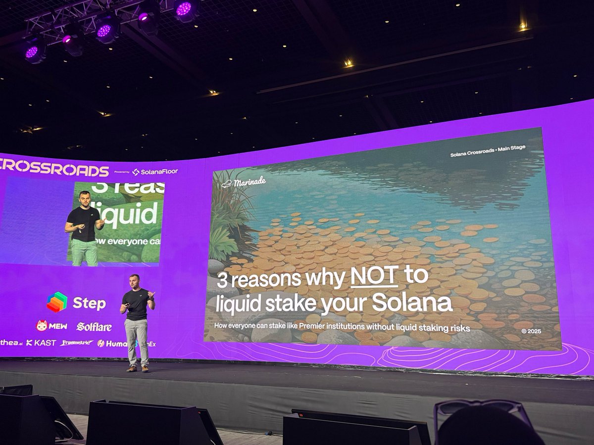 "3 Reasons Why NOT to Liquid Stake Your Solana" 😳

That’s the title of <a href="/repetny/">repe</a>’s talk at <a href="/SolanaCrossroad/">Solana Crossroads ✨ ISTANBUL April 25-26, 2025</a>.

A bold claim — especially when liquid staking is often treated as the default.

Let’s dive in. Why native might actually be smarter 🧵

1/12