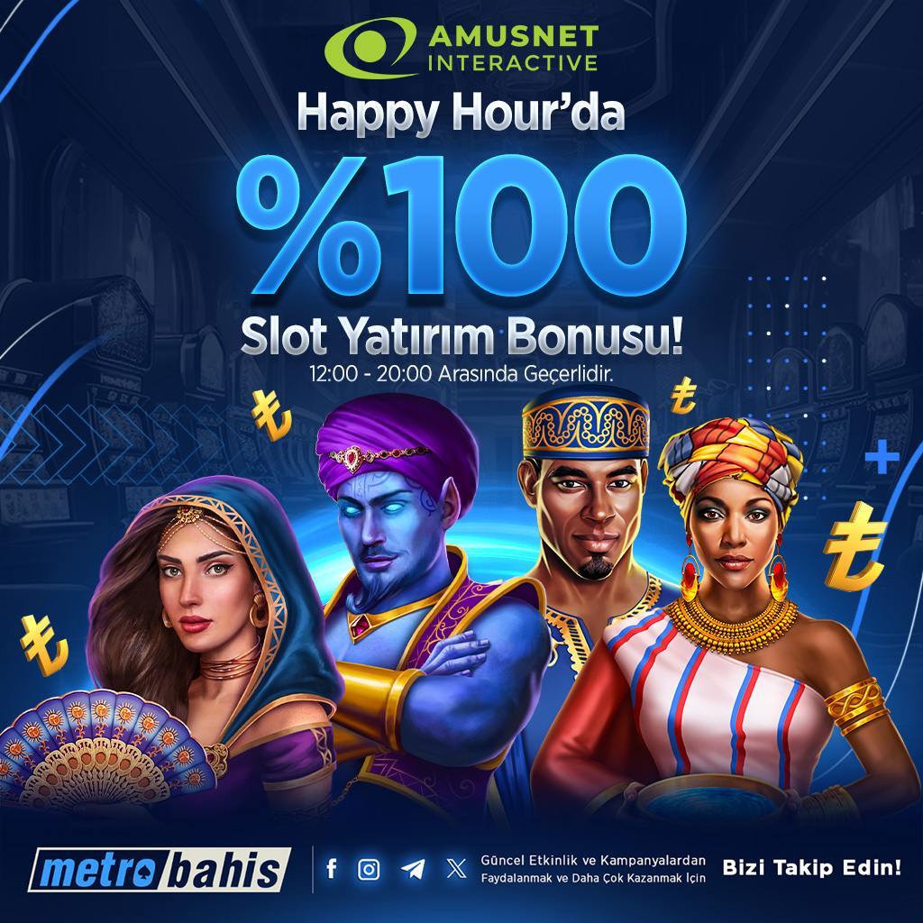 Metrobahis_'s tweet photo. ⭐️ %100 Amusnet Slot Bonusu Seni Bekliyor!

📣 12:00 - 20:00 saatleri arasında yapacağın yatırımlarda bonusun tadını çıkar!

🎰 Sadece Amusnet’in özel oyunlarında geçerli bu fırsatla yatırımlarını ikiye katla, kazancına kazanç ekle!
https://t.co/BaY9cQHJg7 https://t.co/56RlSdfVzv