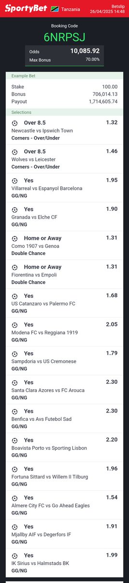 6NRPSJ
Odds 10000