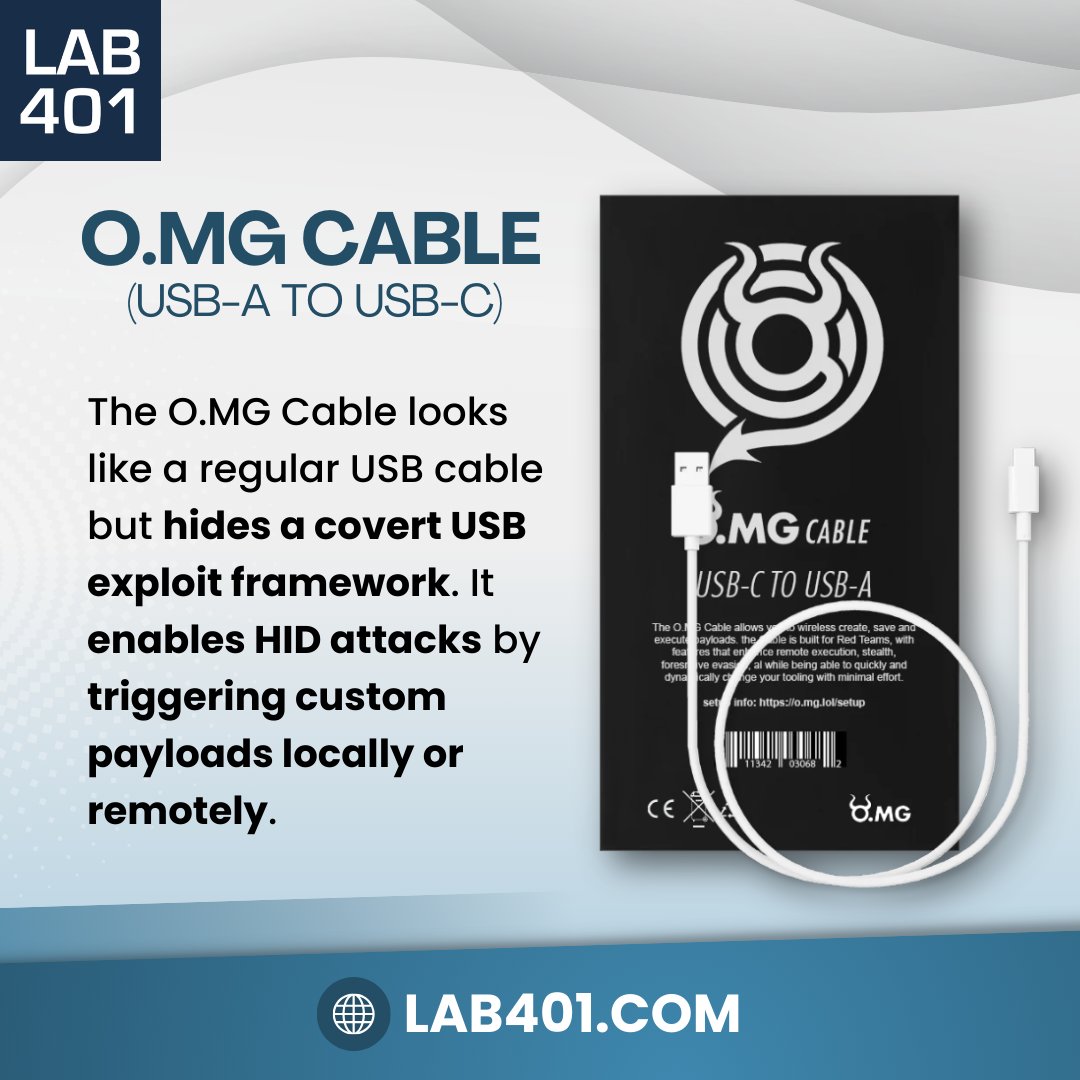 Lab_401's tweet photo. ⚡ Complete wireless pentesting + payload platform 🔥 seamlessly hidden inside a cable! 🕵️♂️ Once a clandestine NSA tool costing $20K+, now available to everyone! 🔌💻 https://t.co/dqPHBCB59K
#CyberSecurity #Pentesting #RedTeam #omgcable #infosec #hacking #lab401 https://t.co/yRU2HEUab3