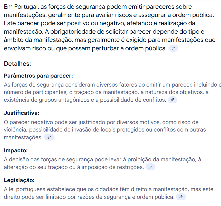 Ainda sobre a questão da legalidade da manifestação, fica uma nota onde é referido que o direito à manifestaçao previsto na CP, está sujeito a pareceres vinculativos da Forças de de segurança. O que o ex-juiz fez é desobediência das forças de segurança, foi bem preso!