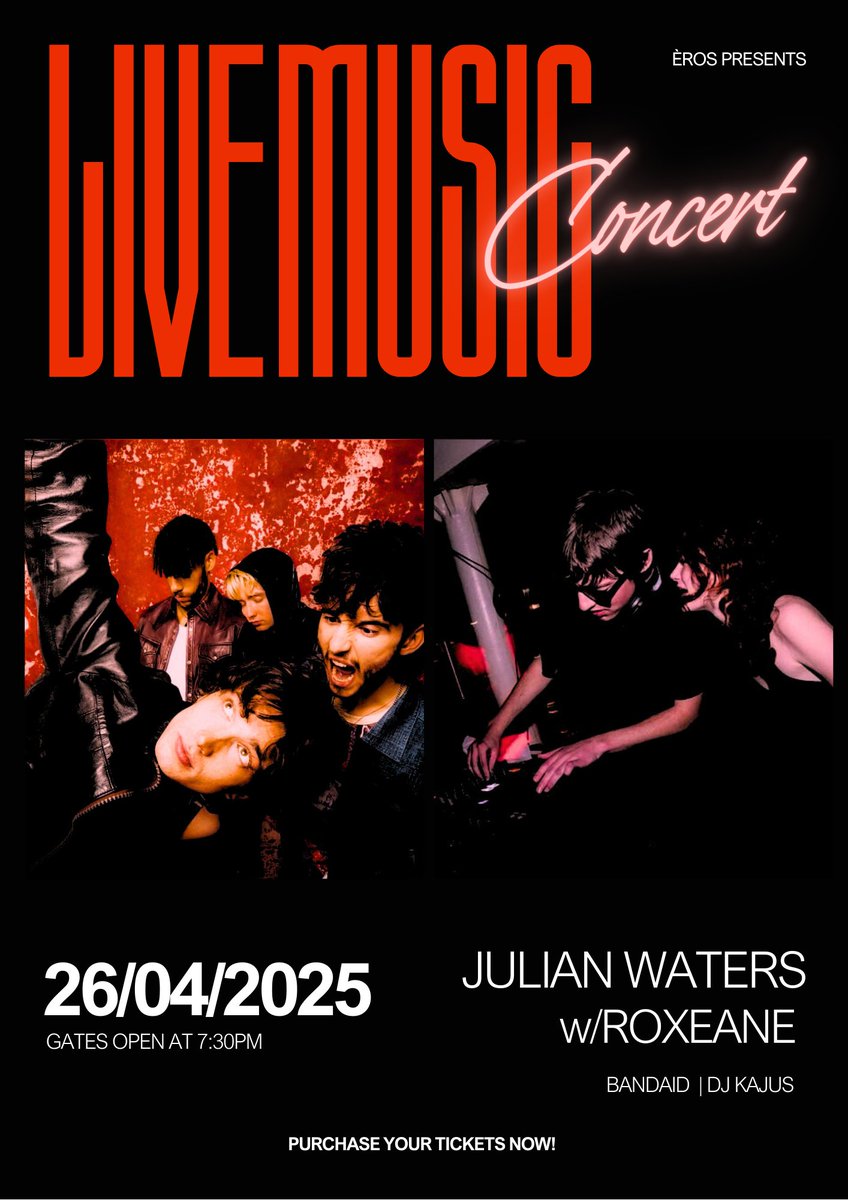 𝗡𝗘𝗪  𝗣𝗢𝗦𝗧: ( @ eros )

ᅠ ᅠ ᅠ  ᅠ26.04.25
                 #EROSFEST

volvemos con la música en directo en el èros! 
aren't y'all excited?? 🔥