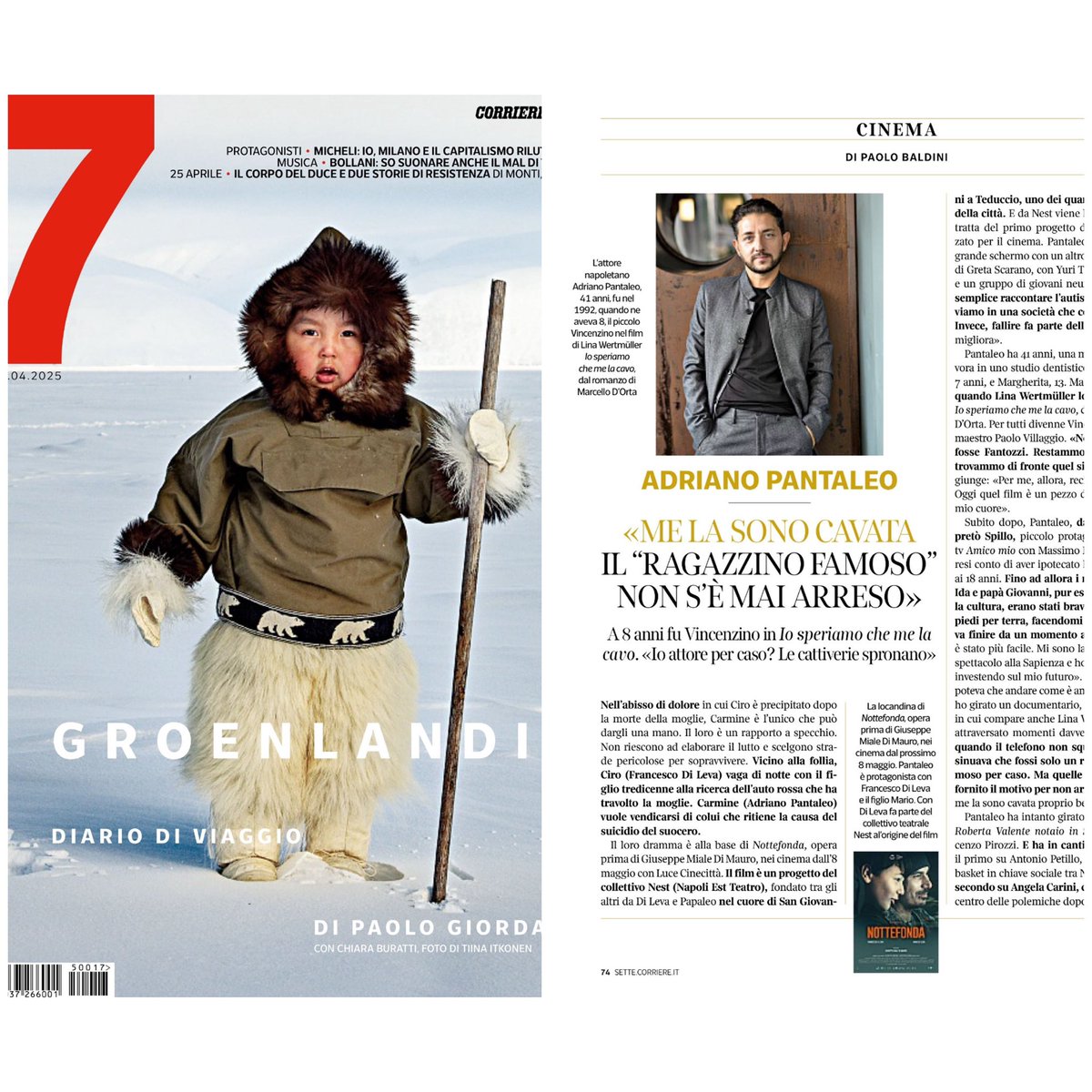 pabaldini's tweet photo. 🔴🔴🔴 @7Corriere @Corriere @pabaldini 🫵🪢🫵 intervista ad #ADRIANO PANTALEO «ME LA SONO CAVATA IL "RAGAZZINO FAMOSO" NON S'E MAI ARRESO» A 8 anni fu Vincenzino in Io speriamo che me la cavo. Oggi è nel cast di #LaVitaDaGrandi e #Nottefonda (esce l’8 maggio) 🎬🌍🎬 https://t.co/C1WOPvWlIn