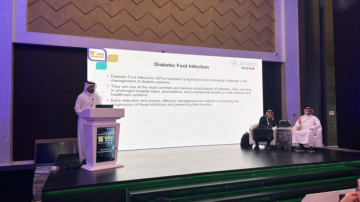 "How to Approach Infected Diabetic Foot" by Dr. Abdulrahman Alsagabi
Step-by-step guide to evidence-based management of this complex surgical emergency. 

#SGSS16 #SGSS2025